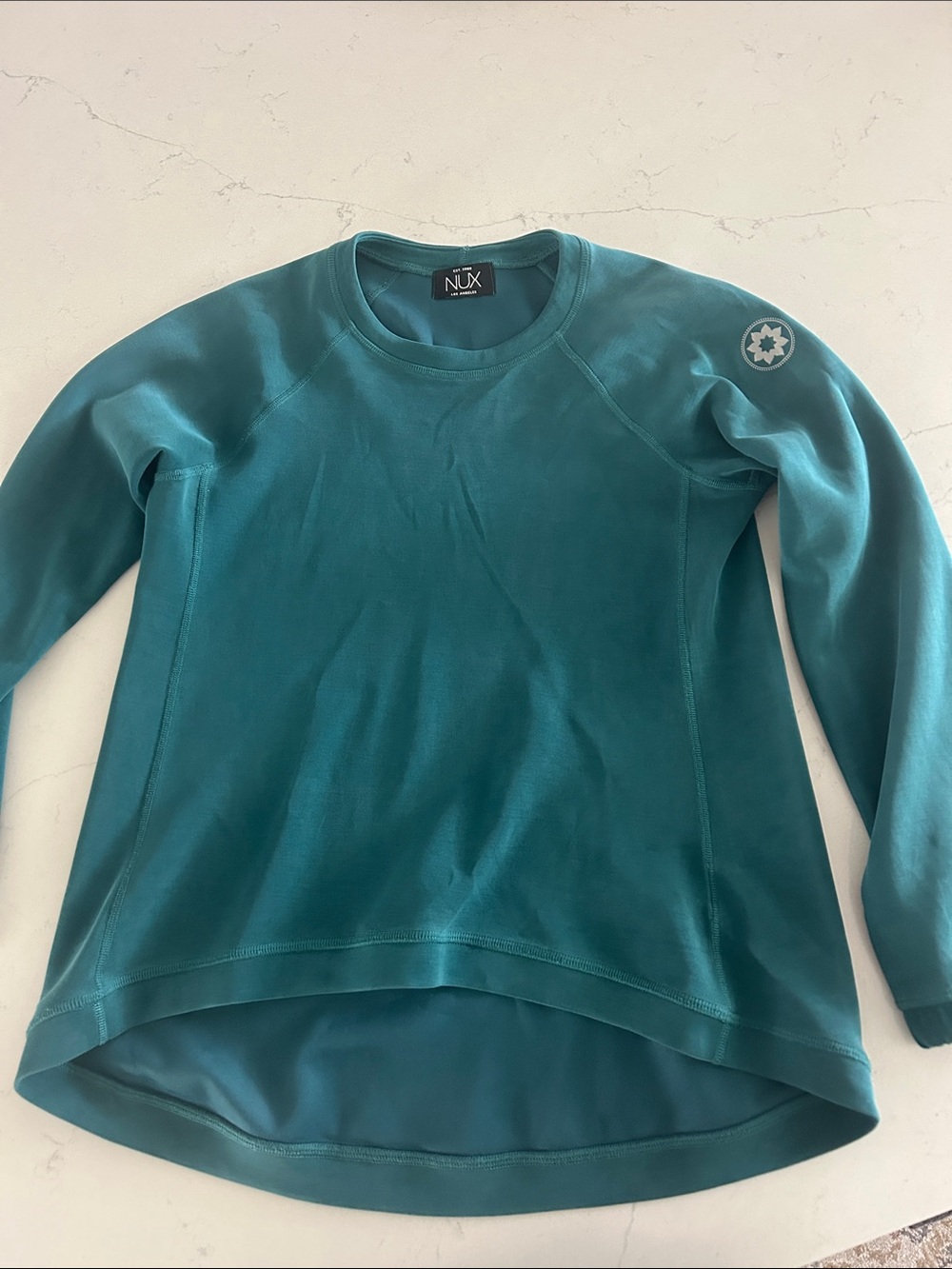 NUX Teal Long-Sleeve Crew Pullover